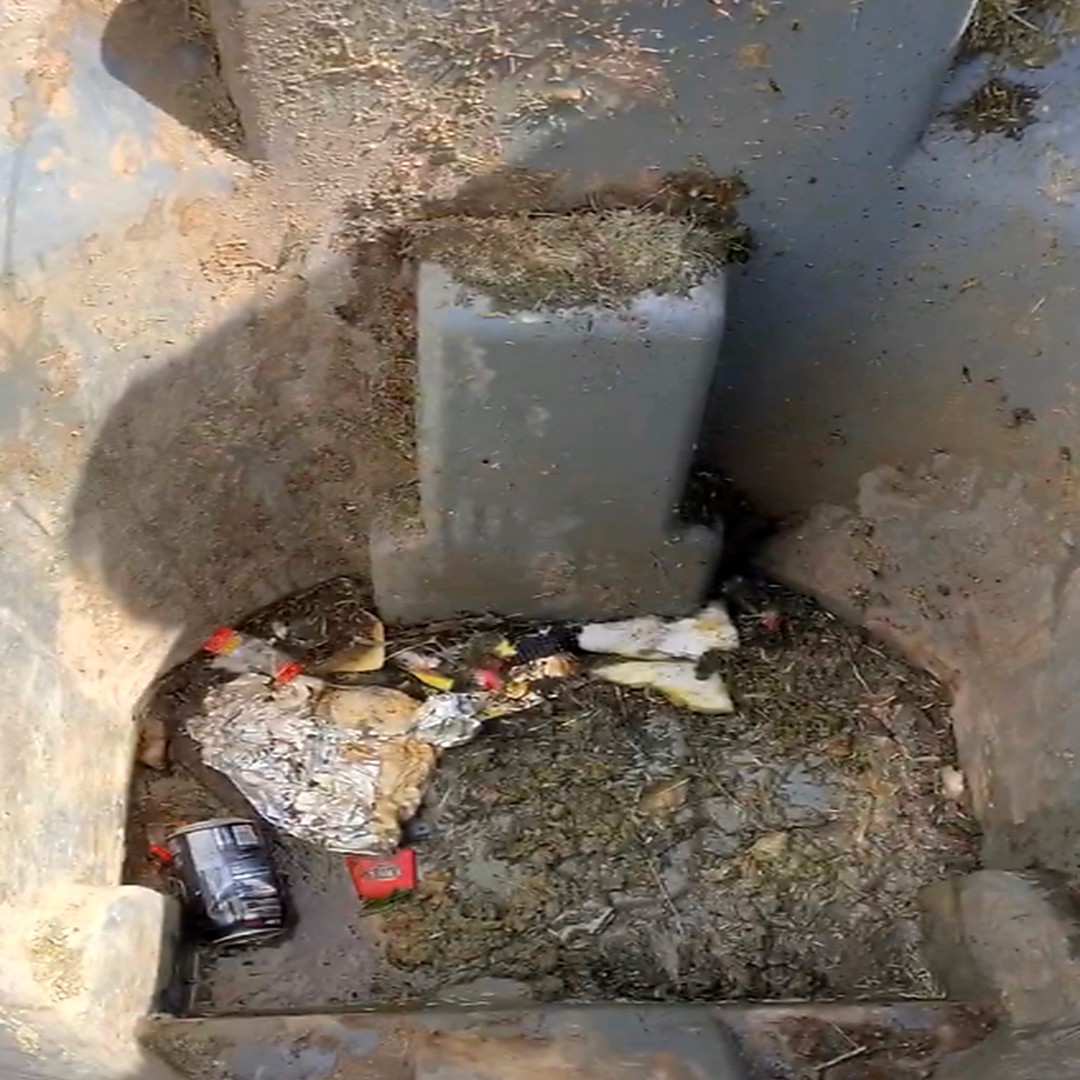 Dirty trash bin with grime and residue before Royal Bin Cleaning service